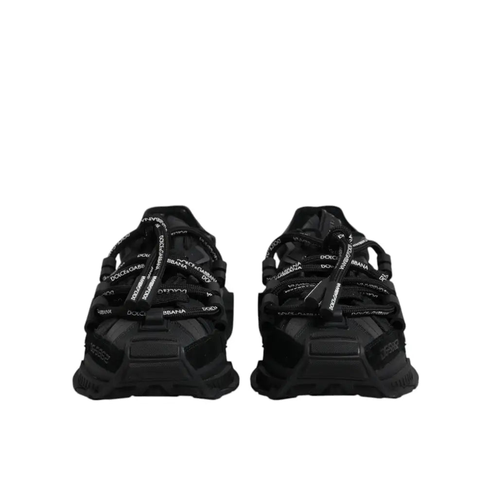 Dolce & Gabbana Black Low Top Space Lace Up Sneakers Shoes