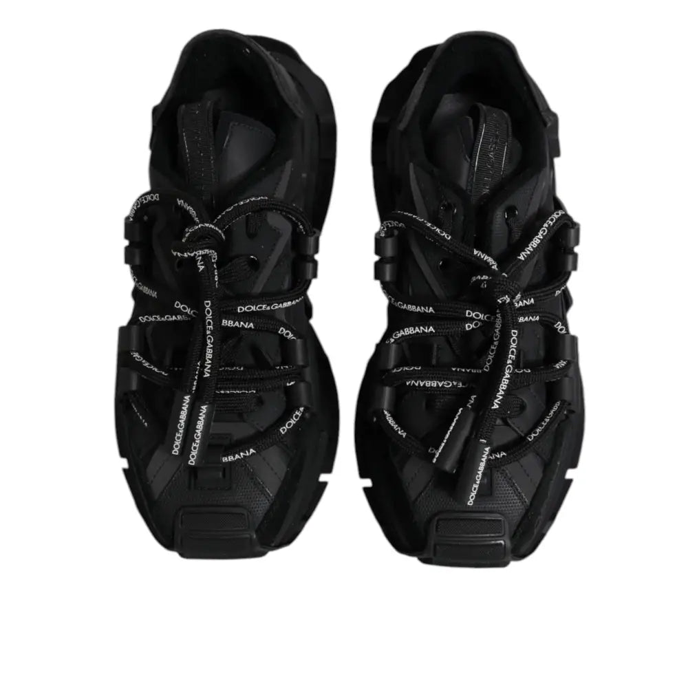Dolce & Gabbana Black Low Top Space Lace Up Sneakers Shoes