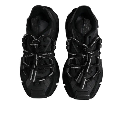 Dolce & Gabbana Black Low Top Space Lace Up Sneakers Shoes