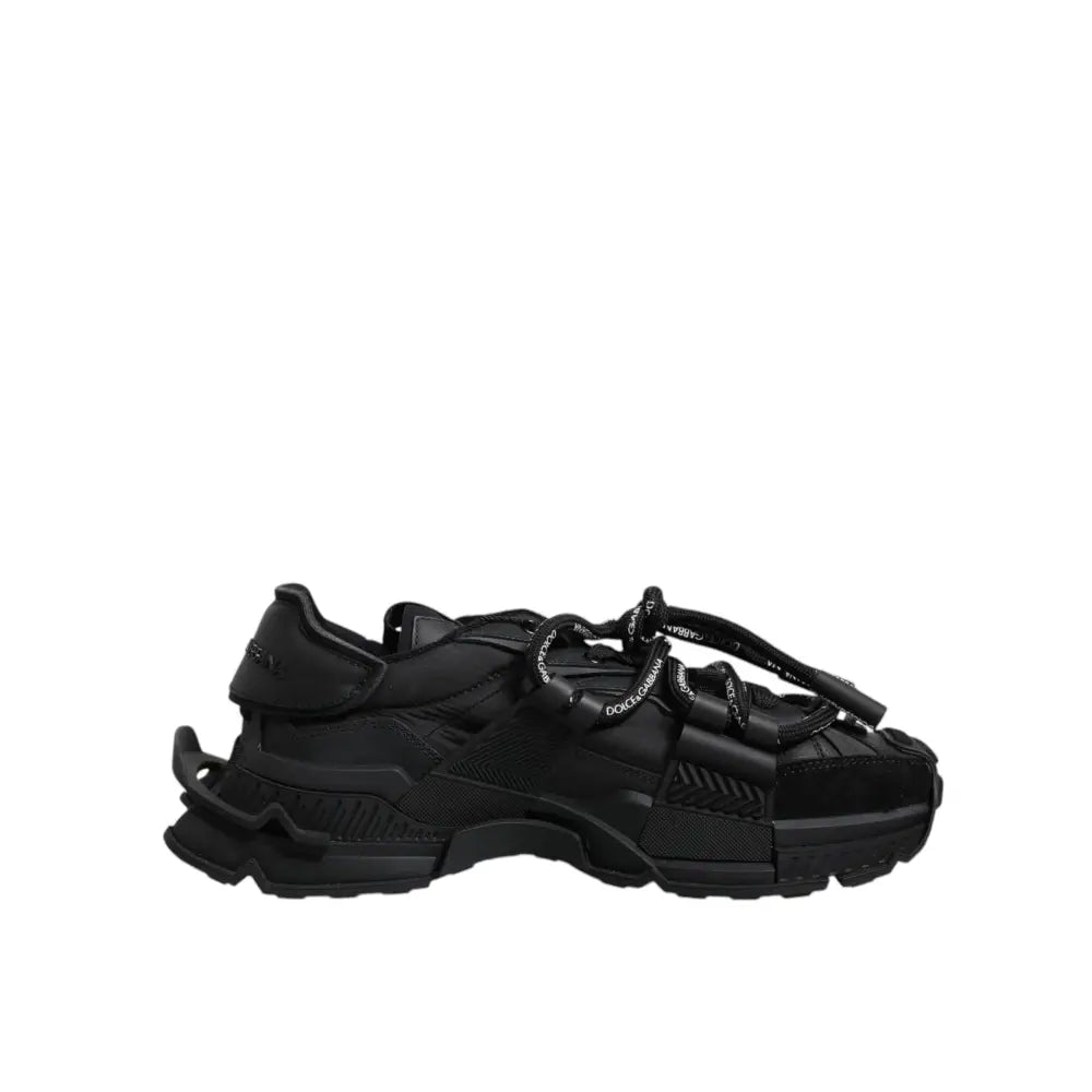 Dolce & Gabbana Black Low Top Space Lace Up Sneakers Shoes