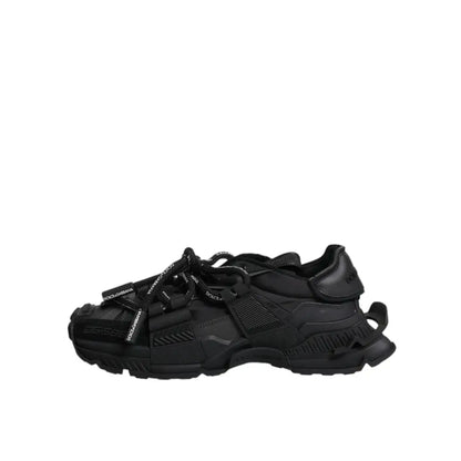 Dolce & Gabbana Black Low Top Space Lace Up Sneakers Shoes