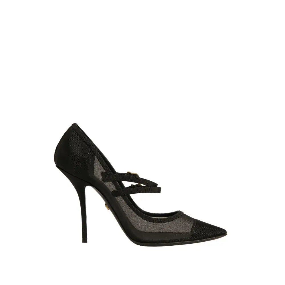 Dolce & Gabbana Black Mesh Mary Jane High Heels Pumps Shoes - Højhælede sko
