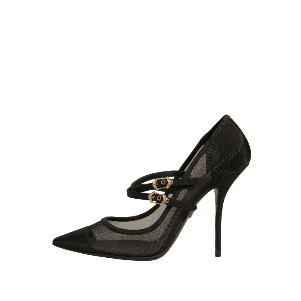 Dolce & Gabbana Black Mesh Mary Jane High Heels Pumps Shoes - Højhælede sko