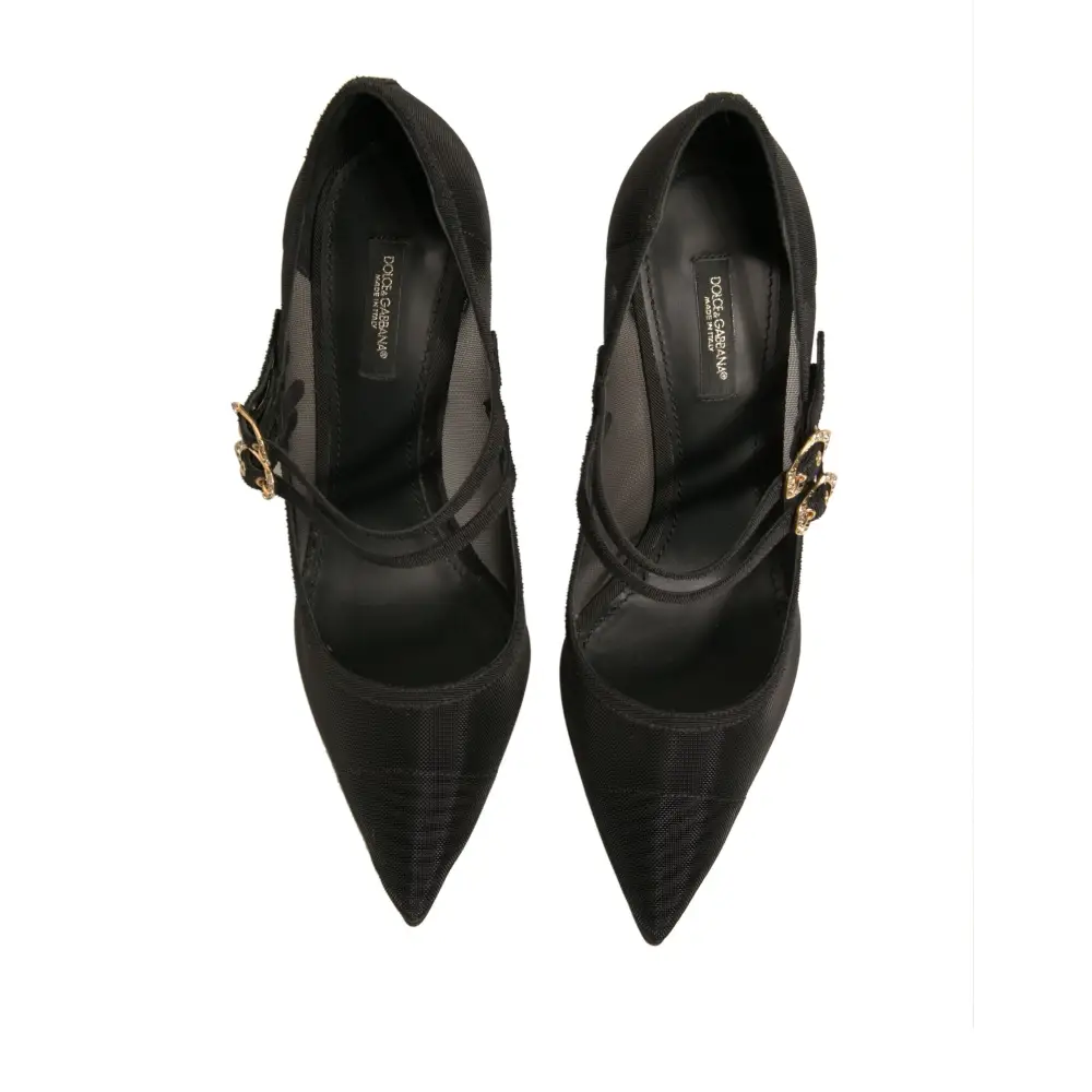 Dolce & Gabbana Black Mesh Mary Jane High Heels Pumps Shoes - Højhælede sko