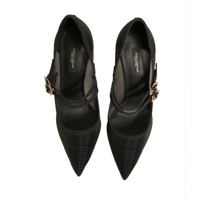 Dolce & Gabbana Black Mesh Mary Jane High Heels Pumps Shoes - Højhælede sko