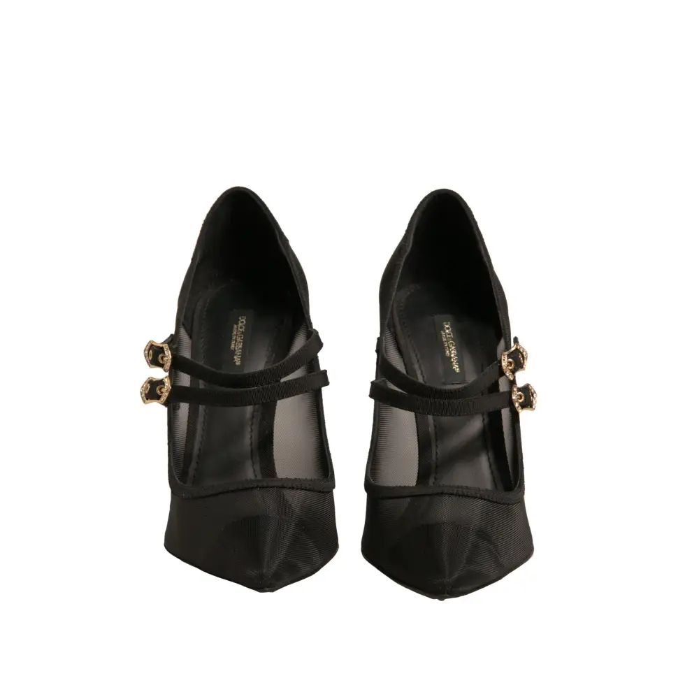 Dolce & Gabbana Black Mesh Mary Jane High Heels Pumps Shoes - Højhælede sko