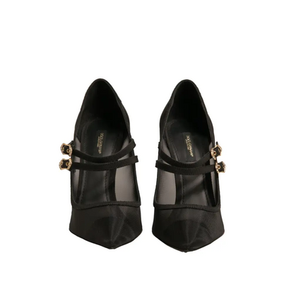Dolce & Gabbana Black Mesh Mary Jane High Heels Pumps Shoes - Højhælede sko