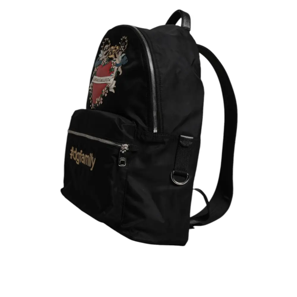 Dolce & Gabbana Black Nylon #DGFAMILY Embellished Backpack VULCANO