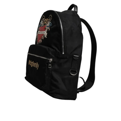 Dolce & Gabbana Black Nylon #DGFAMILY Embellished Backpack VULCANO