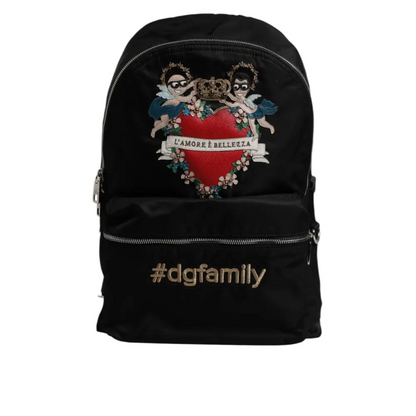 Dolce & Gabbana Black Nylon #DGFAMILY Embellished Backpack VULCANO