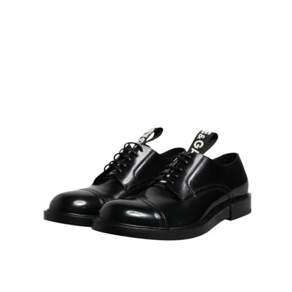Dolce & Gabbana Black Patent Leather Derby Lace Up Formal Dress Shoes