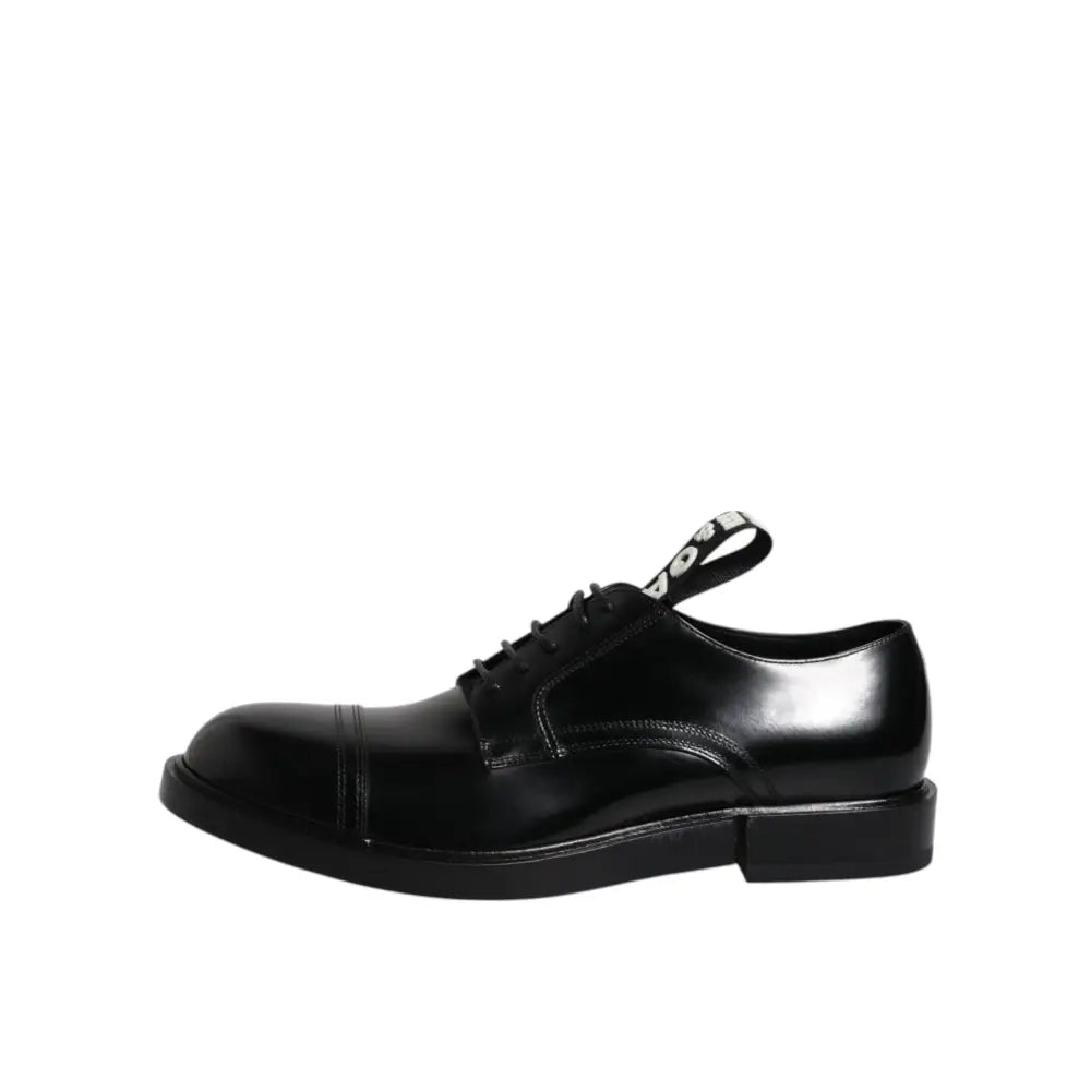 Dolce & Gabbana Black Patent Leather Derby Lace Up Formal Dress Shoes