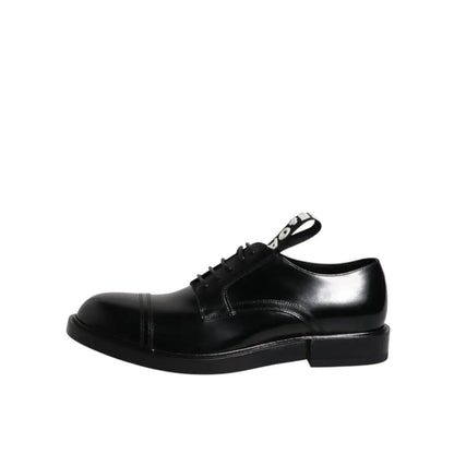 Dolce & Gabbana Black Patent Leather Derby Lace Up Formal Dress Shoes