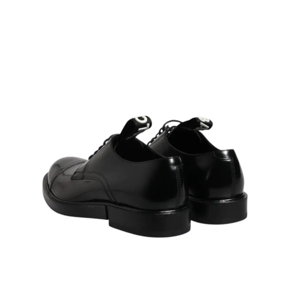Dolce & Gabbana Black Patent Leather Derby Lace Up Formal Dress Shoes