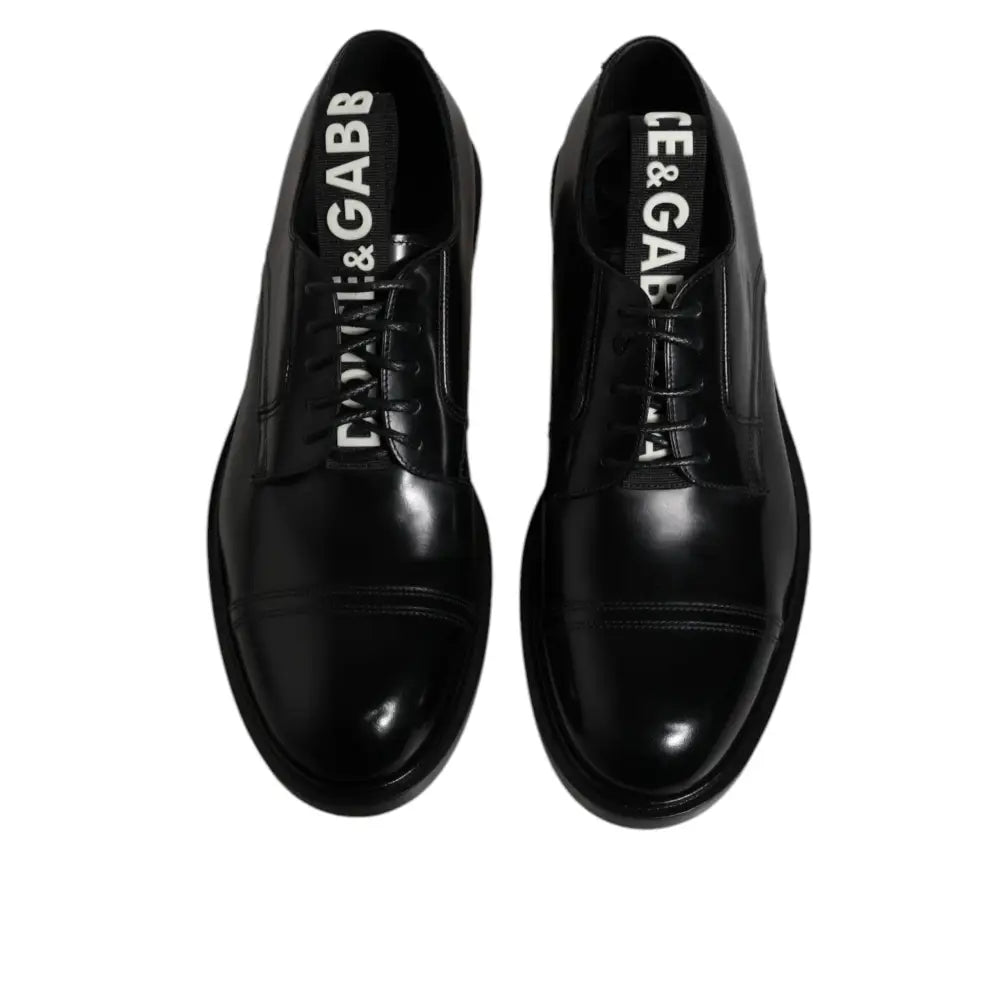 Dolce & Gabbana Black Patent Leather Derby Lace Up Formal Dress Shoes