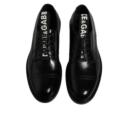 Dolce & Gabbana Black Patent Leather Derby Lace Up Formal Dress Shoes