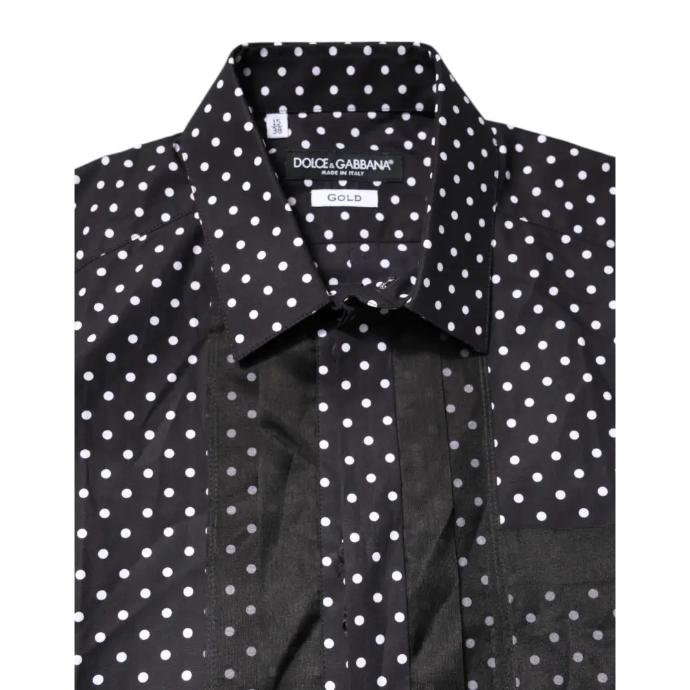 Sort Dolce & Gabbana sort polkaprik shirt med guldlabel – 100% originale brands, spar 30–70%