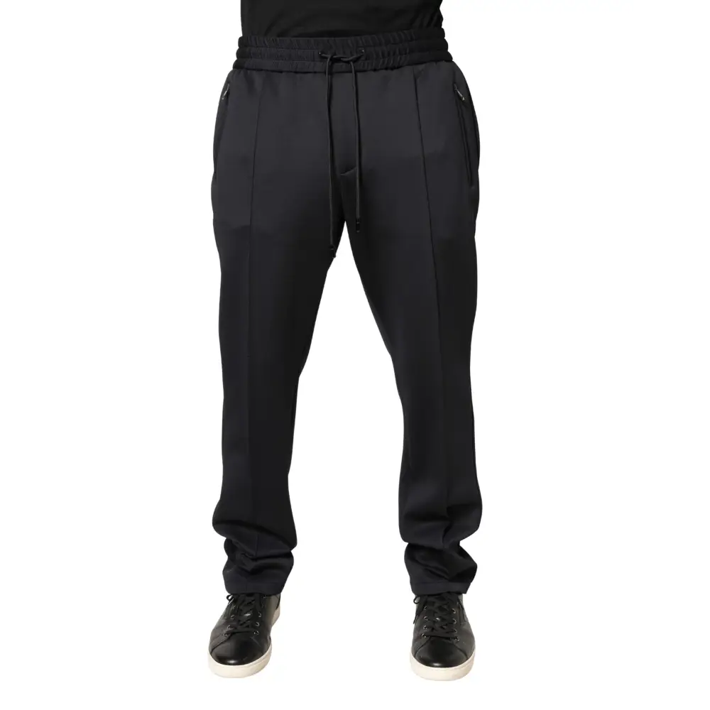 Dolce & Gabbana sorte polyester skinny joggers med snøreknude og lommer