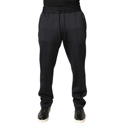 Dolce & Gabbana sorte polyester skinny joggers med snøreknude og lommer