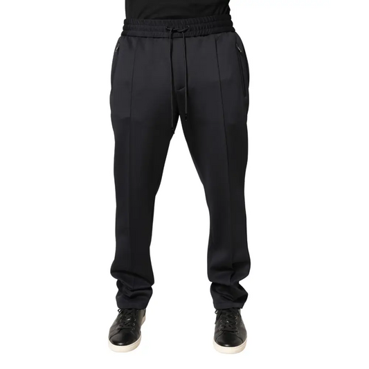 Dolce & Gabbana sorte polyester skinny joggers med snøreknude og lommer