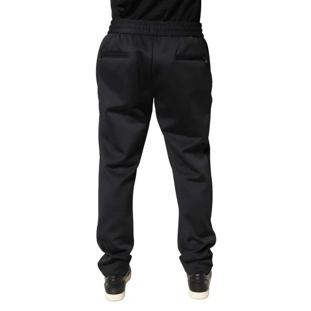 Dolce & Gabbana sorte polyester skinny joggers med elastik talje og lynlåslommer