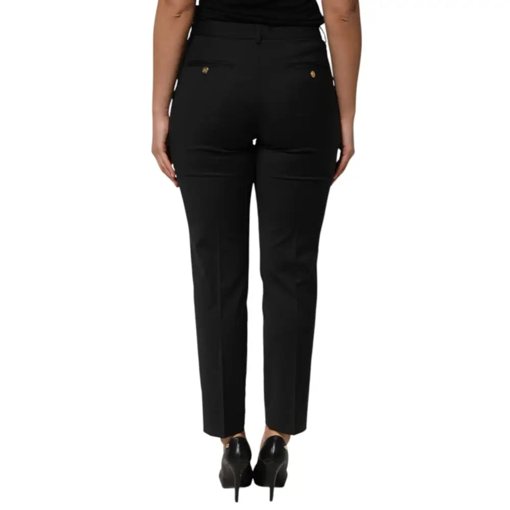 Dolce & Gabbana Black Polyester Tapered Women Trouser Pants