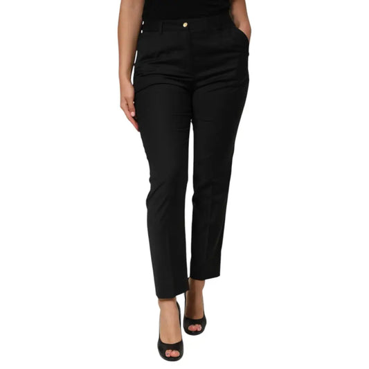 Dolce & Gabbana Black Polyester Tapered Women Trouser Pants