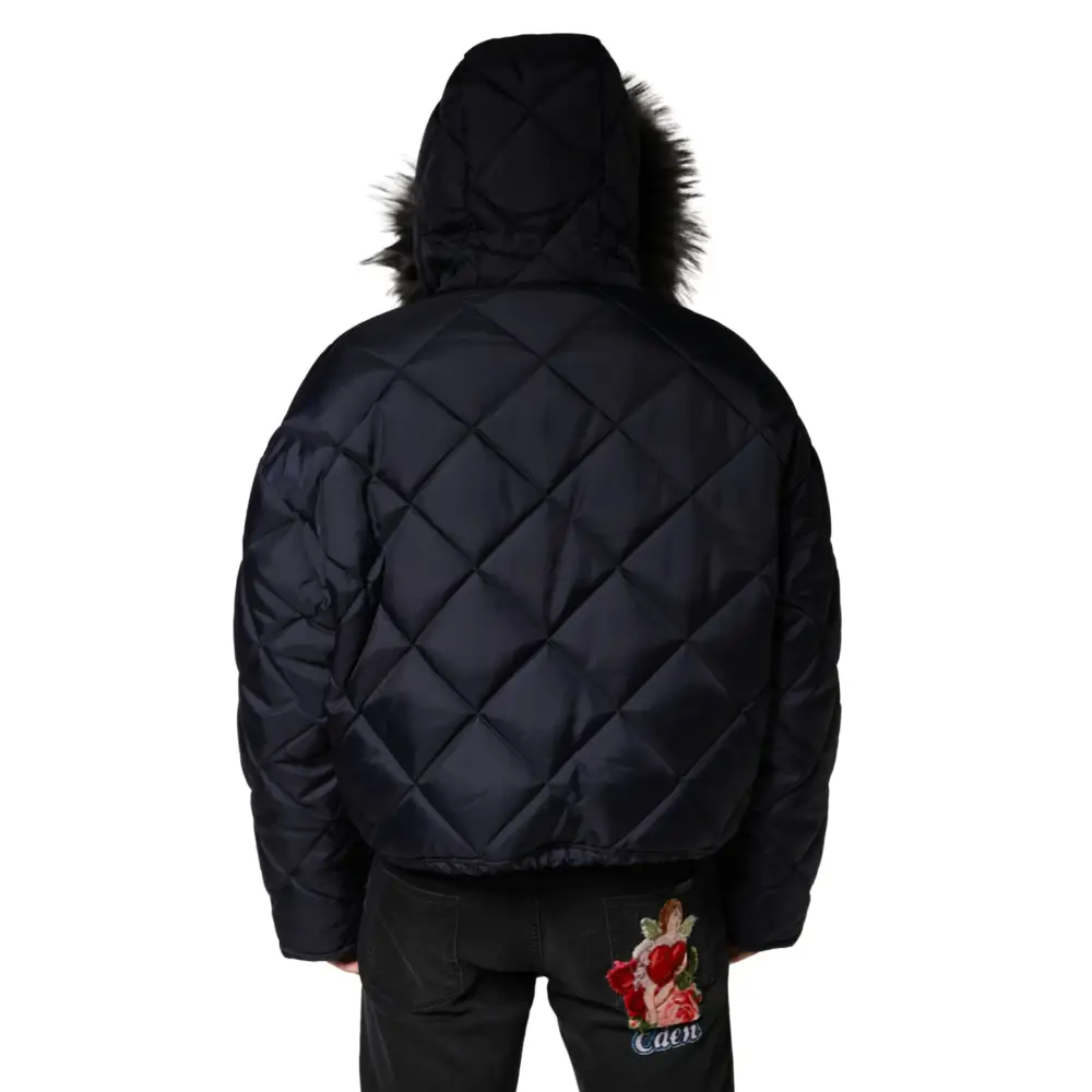 Dolce & Gabbana Black Quilted Fur Shearling Hooded Jacket - Jakke