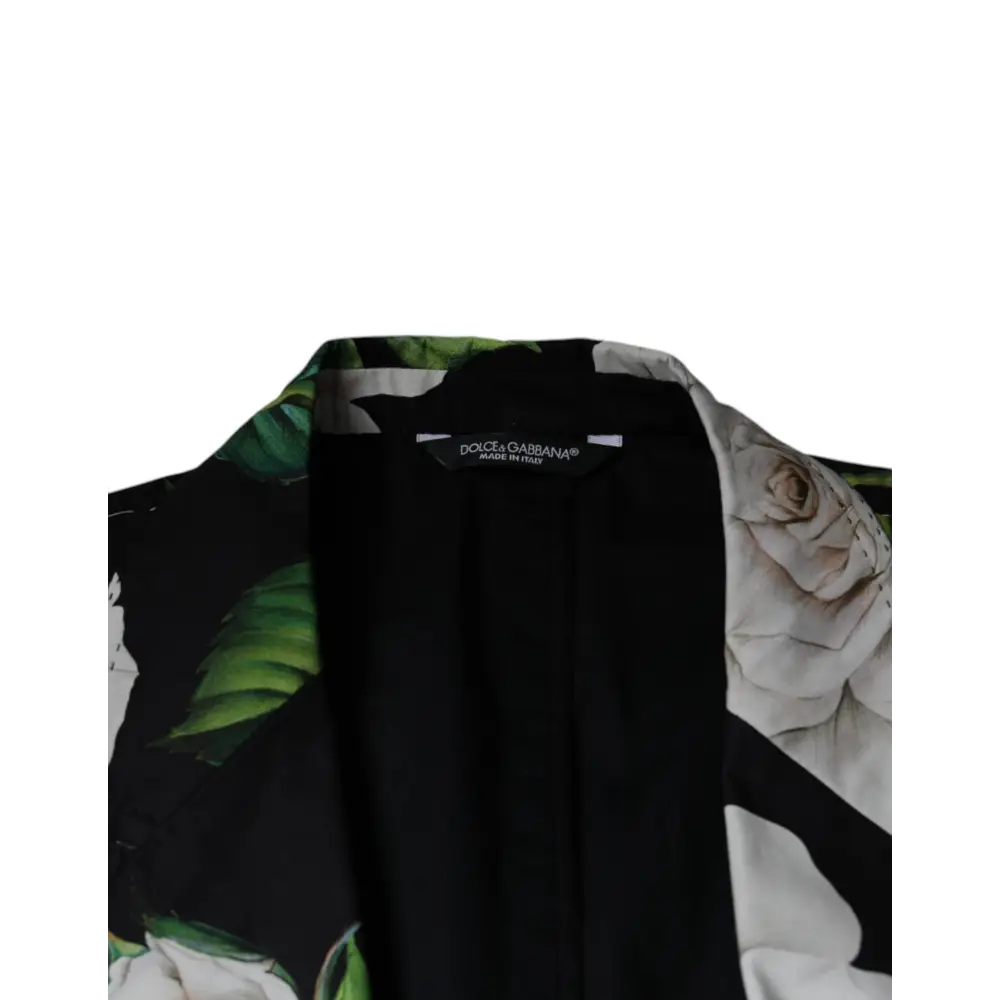 Dolce & Gabbana Black Rose Cotton Men Formal 2 Piece Suit - Jakkesæt