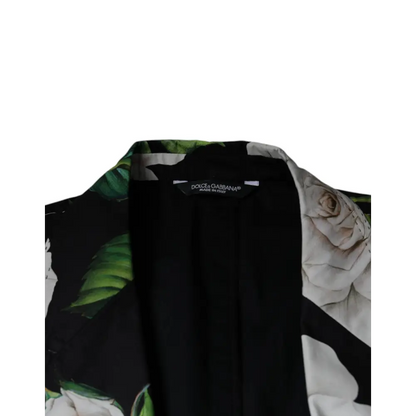Dolce & Gabbana Black Rose Cotton Men Formal 2 Piece Suit - Jakkesæt