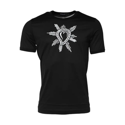 Dolce & Gabbana sacred heart t-shirt i sort bomuld, 100% original