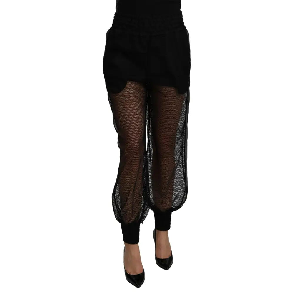 Dolce & Gabbana Black See Through Jogger Polyester Pants