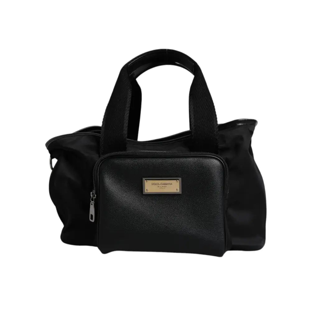 Dolce & Gabbana Black Shoulder Strap Pet Carry Logo Plaque Bag