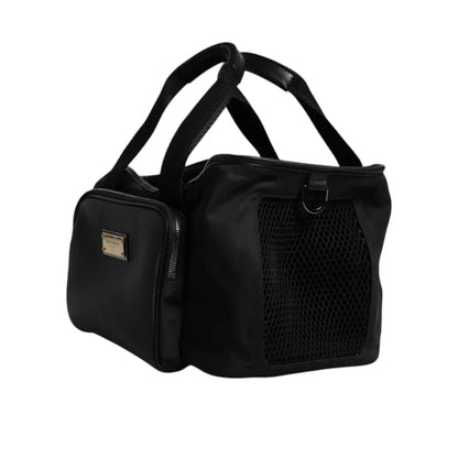 Dolce & Gabbana Black Shoulder Strap Pet Carry Logo Plaque Bag
