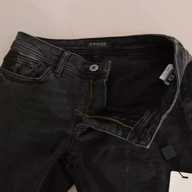 Dolce & Gabbana Black Slim Fit Cotton Jeans D&G Pants