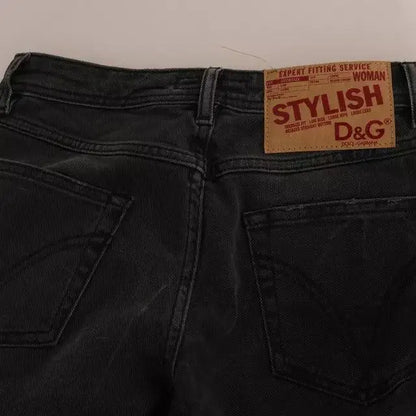 Dolce & Gabbana Black Slim Fit Cotton Jeans D&G Pants