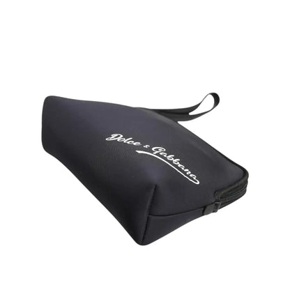 Dolce & Gabbana Black Solid Nylon DG LogoPrint Clutch Zip Borse Pouch Bag