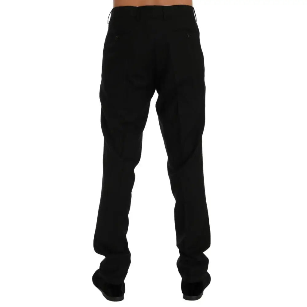 Dolce & Gabbana Black Striped Wool Stretch Pants