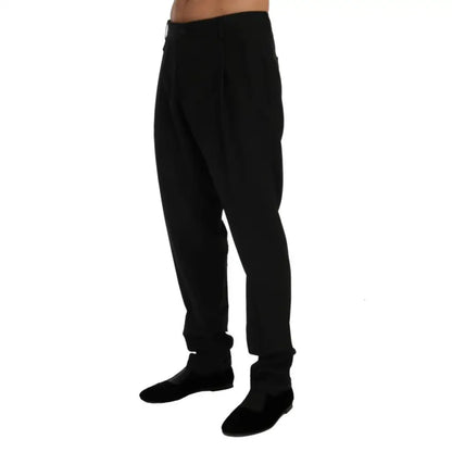 Dolce & Gabbana Black Striped Wool Stretch Pants