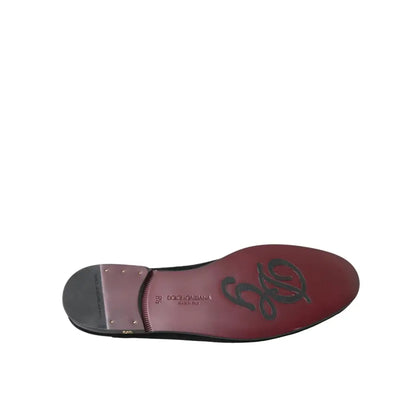 Dolce & Gabbana Black Suede Loafers Formal Dress Slip On Shoes