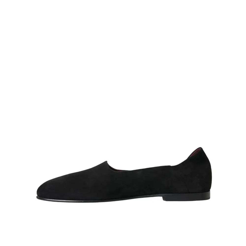 Dolce & Gabbana Black Suede Loafers Formal Dress Slip On Shoes