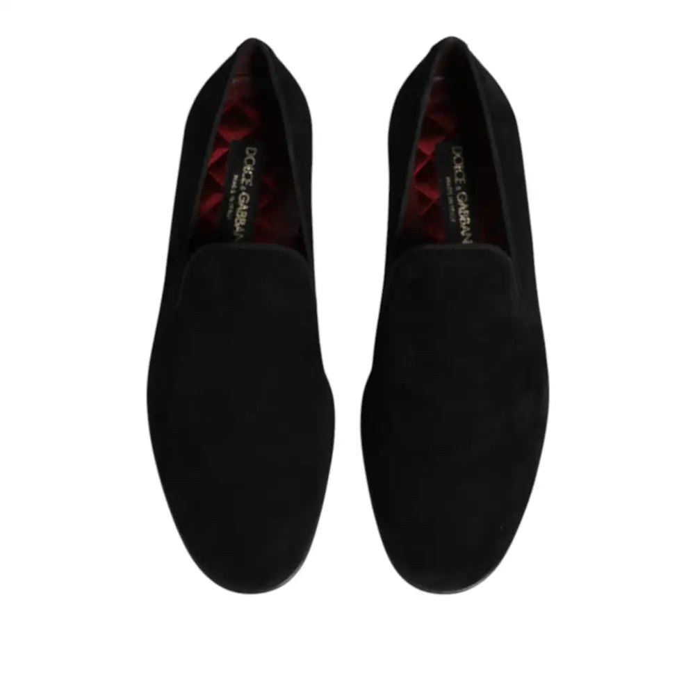 Dolce & Gabbana Black Suede Slip On Loafers Formal Shoes