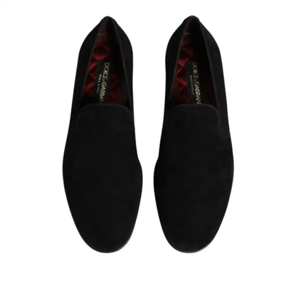 Dolce & Gabbana Black Suede Slip On Loafers Formal Shoes