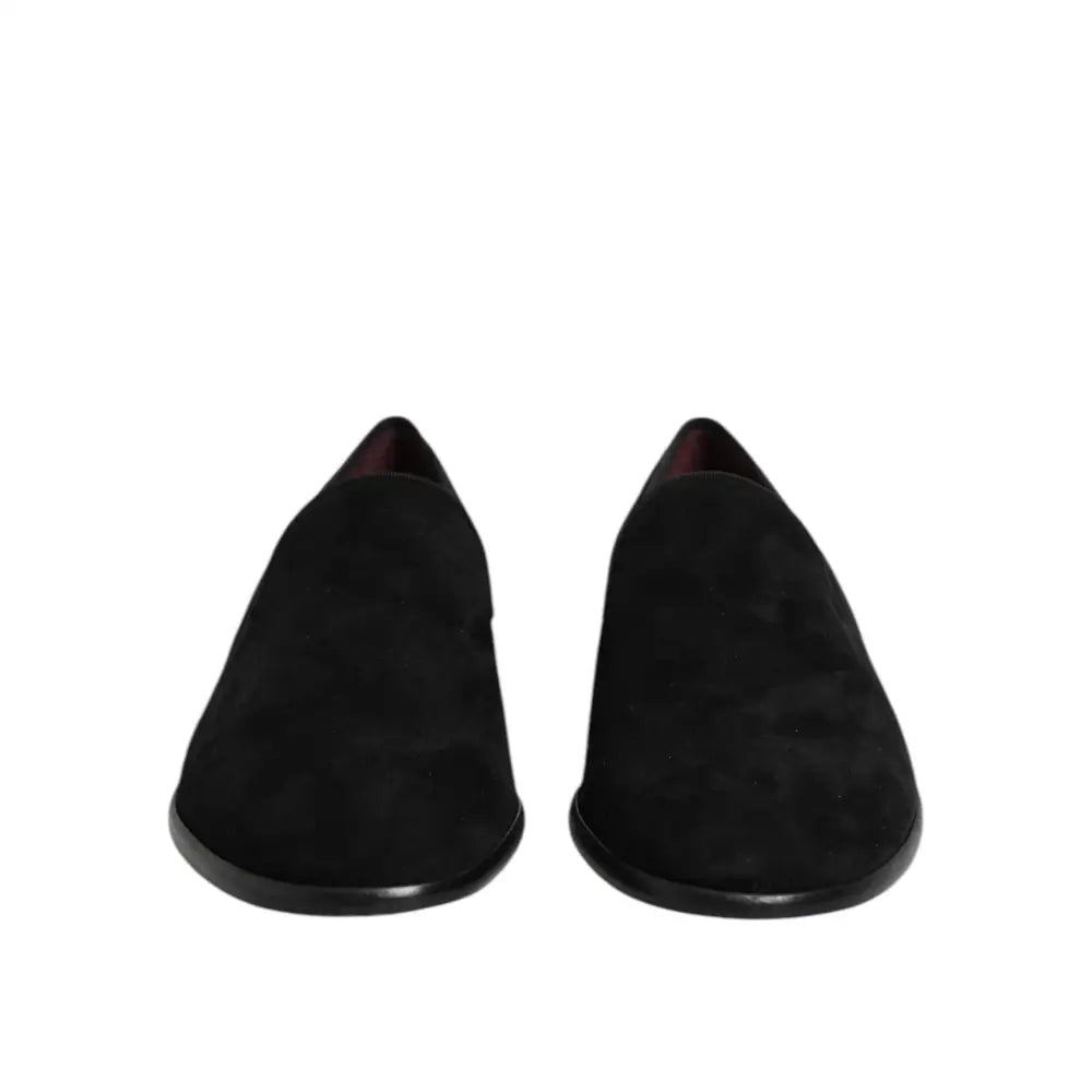 Dolce & Gabbana Black Suede Slip On Loafers Formal Shoes