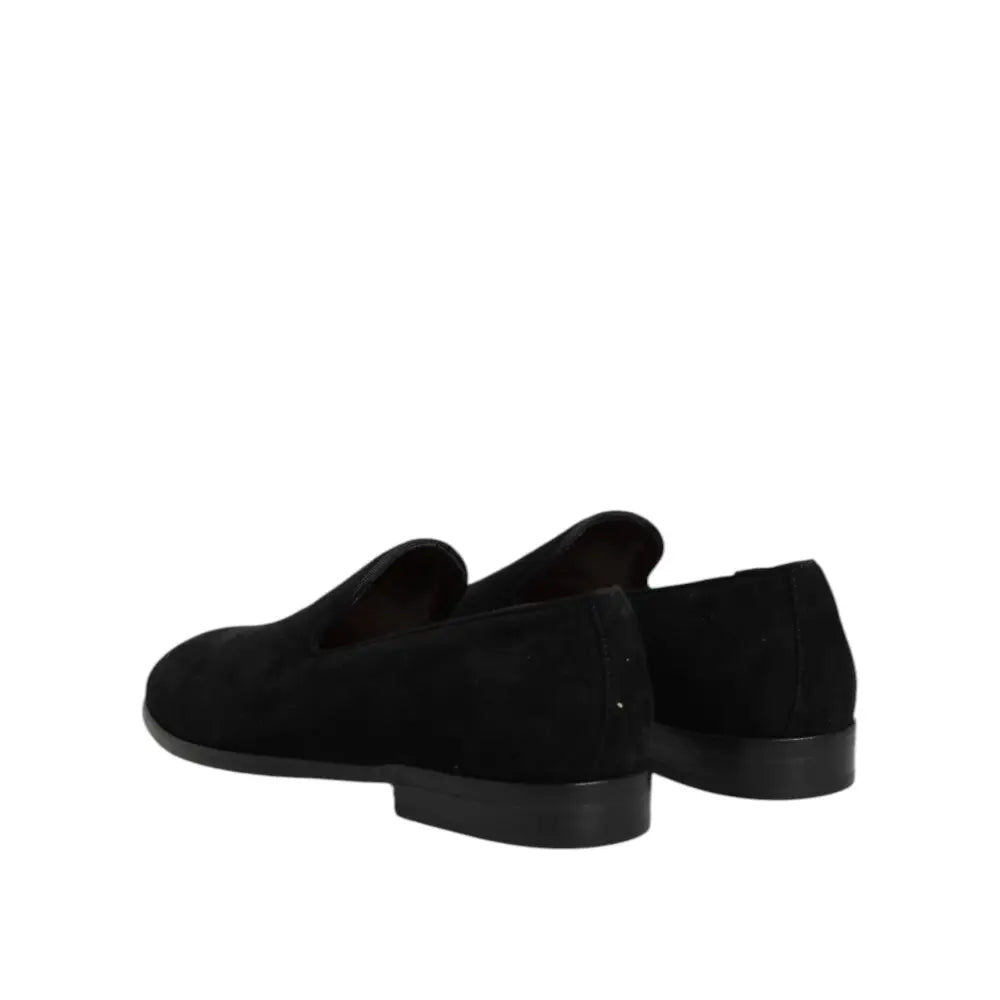 Dolce & Gabbana Black Suede Slip On Loafers Formal Shoes
