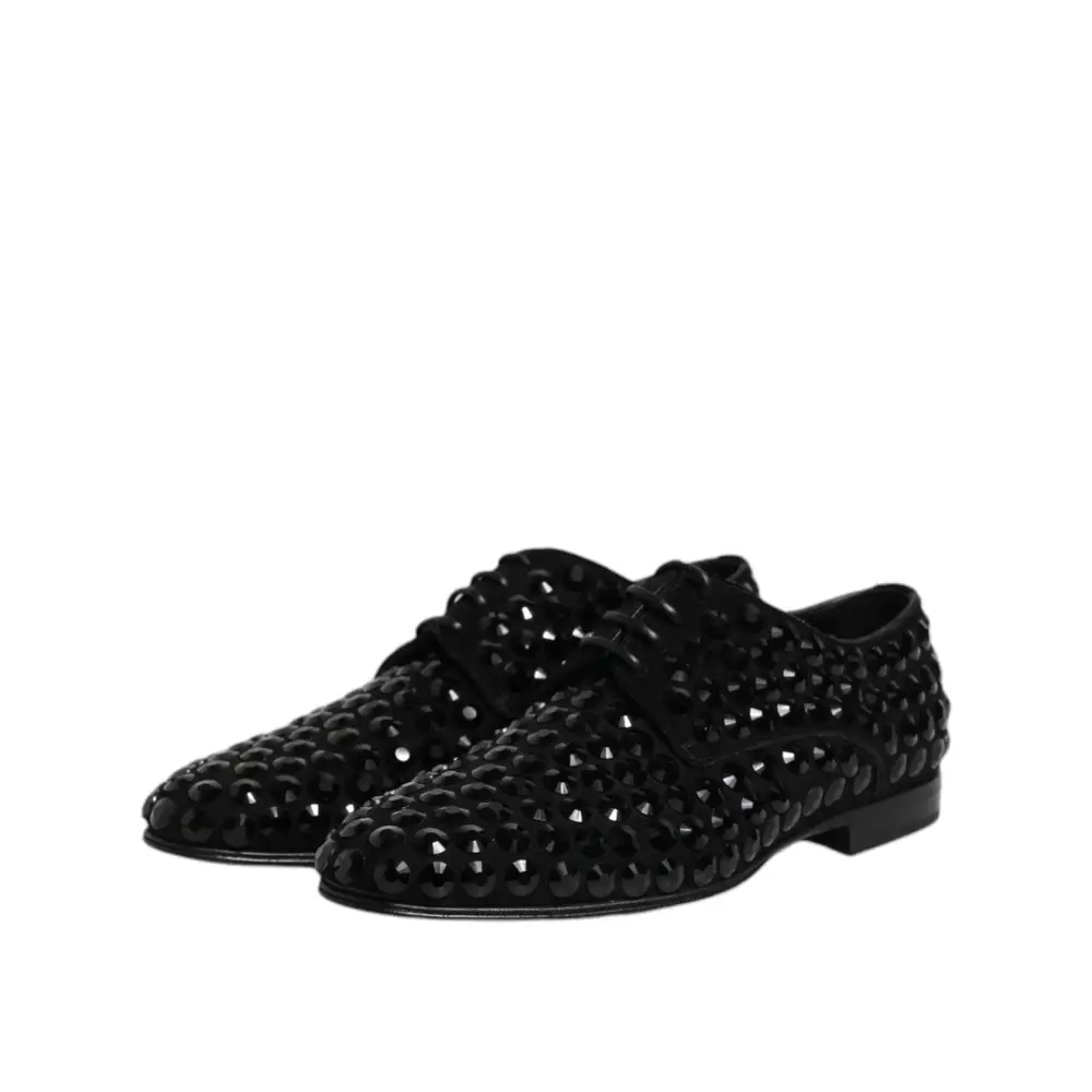 Dolce & Gabbana black suede strass derby sko med sorte studs