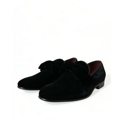 Dolce & Gabbana sorte fløjssko med frynse og lav hæl