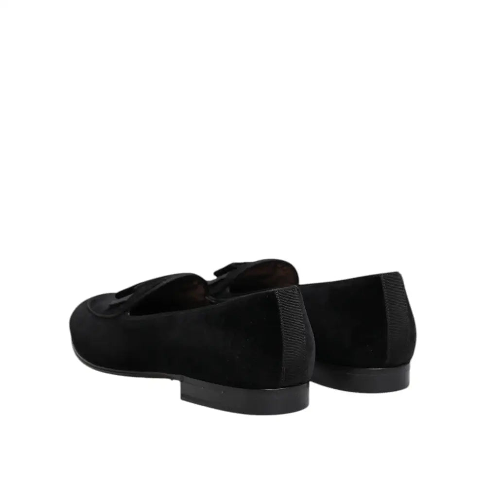 Dolce & Gabbana Black Velvet Loafers Formal Men Dress Shoes