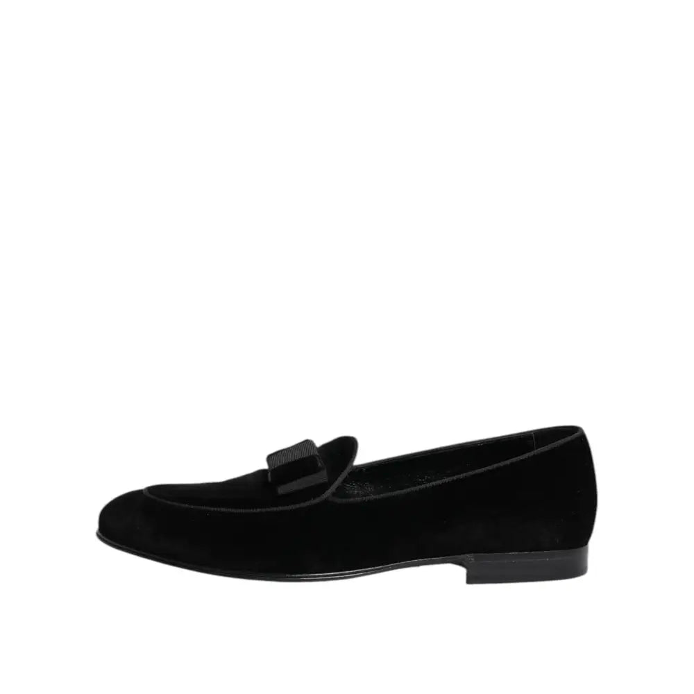 Dolce & Gabbana Black Velvet Loafers Formal Men Dress Shoes