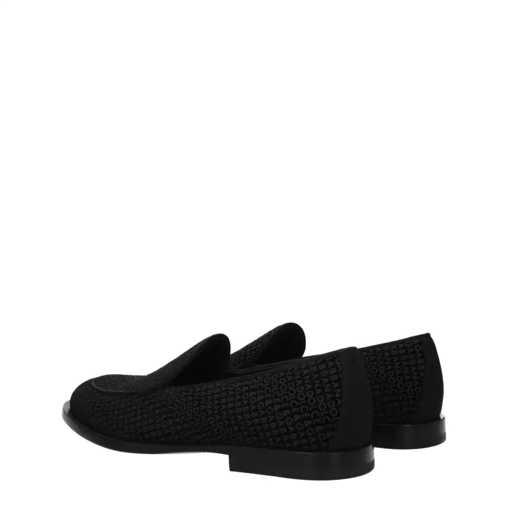 Dolce & Gabbana Black Velvet Slip-On Loafers
